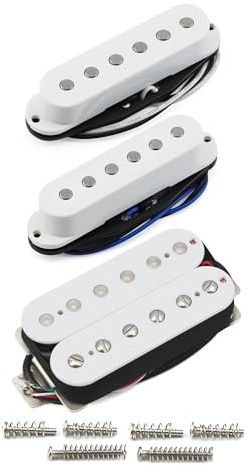FLEOR Alnico 5 Flachpol-Tonabnehmer und Humbucker SSH Gitarren-Tonabnehmer-Set, Weiß