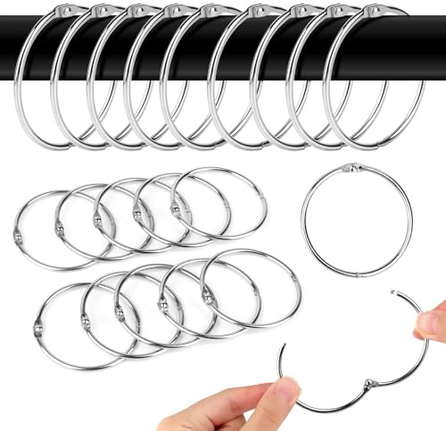 40 Anelli per Tende Tondi 50 mm, Anelli Con Gancio in Metallo per Tendaggi Bagno Casa Raccoglitori Campionario Tende da Esterno Tenda doccia