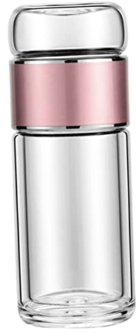 KOCKSHION Infusor De Té De Vidrio Portátil 250 Ml Botella Para Té De Hojas Sueltas Infusor De Acero Inoxidable 304 Taza Para Preparar Rosa Dorado Para Uso Diario