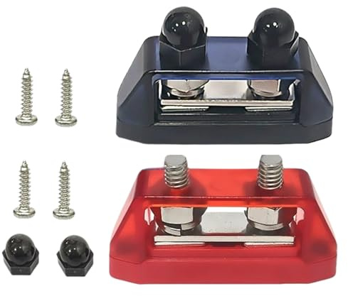 Generico Barra Portafusibili a Perno - Morsettiera Doppia | di Montaggio Isolanti per Collegamenti Batteria Auto