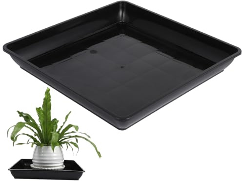DECOMELODY Soucoupe Carrée Pot Fleur Lot de 2 Plateau Drainage Plantes en Plastique 35X35X4.8Cm Support Égouttage pour Intérieur Extérieur pour Pots de Fleurs Bonsaï Plantes Balcon et Bureau
