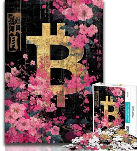 Puzzles Adultes 1000 Bitcoins 1000 pièces pour Adolescents, Jeux stimulants, décoration Murale, Cadeaux d'anniversaire et de Noël Uniques (Taille 38x26cm)