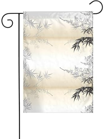 Garden flag 12x18in WHJDPP Bamboo and Cherry blossoms Tree Zen Picture garden decoration thick wrinkle-resistant for outdoor garden lawn terrace