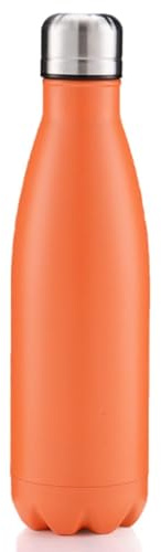 500ml Stainless Steel Vacuum Insulated Water Bottle Thermos Flask for Hot Cold Drinks Leakproof Reusable BPA Free (Orange)