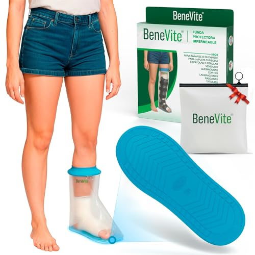 BeneVite Housse en plâtre pour jambe avec semelle antidérapante, housse de plâtre réutilisable, protection de douche jambe imperméable, pour piscine et plage, sacs de douche, plâtre, couvre-jambe