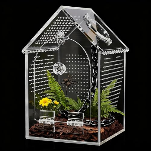 Caja de exhibición acrílica, terrario de alimentación de reptiles de insectos, impermeable, caja cerrada para mascotas, serpiente, lagarto, araña, hábitat
