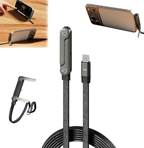 Kickcable | 2-In-1 Stand Charging Cable, Invisible Holder Charger Cable With Stand, Multi Charger Cord With Type C , 240w Fast Charging Cable 5 Ft, For Smartphones,Tablets,Laptops,And Gaming Devices