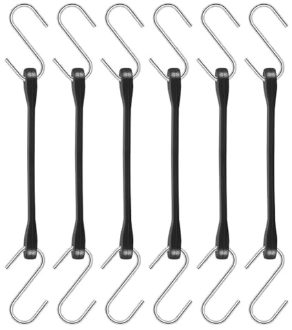 UieoKakeh Outdoor Bungee-Seile mit Haken, 6 Gummi-Bungee-Seile - 6er-Pack mit S-Haken, Gummibänder für, Motorrad, Planen