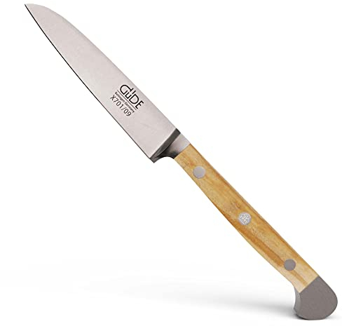 GÜDE Solingen - Gemüsemesser geschmiedet, 9 cm, Olivenholz, ALPHA OLIVE, Doppelkropf, Handmade Germany