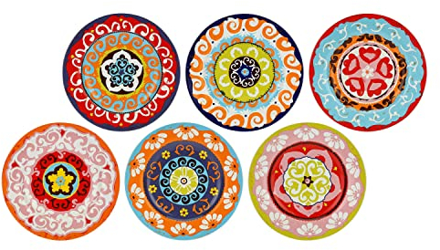Juego de 6 Platos de Ensalada Estilo mediterráneo Colores Mezclados Nador Mucho X6
