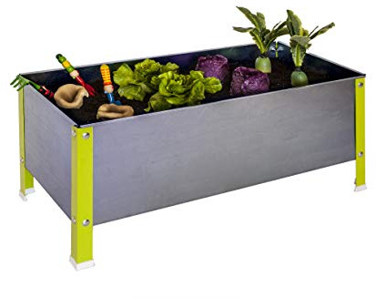 SimonRack Huerto Urbano Terraza Exterior, Agujeros Drenaje, Capacidad 100 L, Medidas 410x900x400 mm, Huerto Metálico, Verde/Galvanizado -Simon Garden
