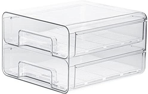 Cajón Organizador Frigorífico - Cajones de almacenamiento apilables transparentes para refrigerador - Caja de contenedor de almacenamiento de organización de nevera de doble capa para Generic