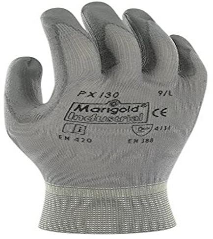 Ansell PX130 Gants de Travail Industriels, Protection Multiusage, Bricolage, Chantier, Mécanique, Gris, Taille S (12 Paires)