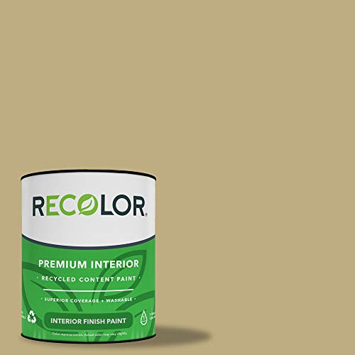 RECOLOR Eco-Friendly Interior Premium Latex Paint for Walls, Furniture and Rooms w/Eggshell Finish, 1 Gallon, Burlap