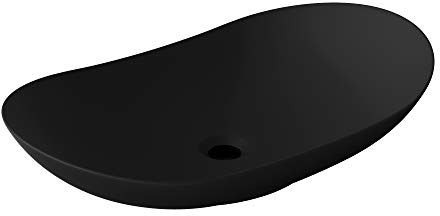 doporro Waschbecken Aufsatzwaschbecken 63x36,5x14 cm Schwarz Matt Waschschale aus Keramik inkl. Nano-Versiegelung Brüssel858