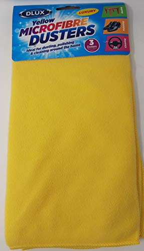 DLux Yellow Microfibre Dusters 30cm by 30cm Pack of 3