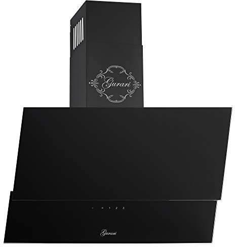 Gurari GCH D 268 Dunstabzugshaube 90 cm Abzugshaube kopffrei Schwarz Glas 1000m³/h | Wandhaube mit Fernbedienung, TouchControl, Timer und Randabsaugung | Ablufthaube/Umlufthaube