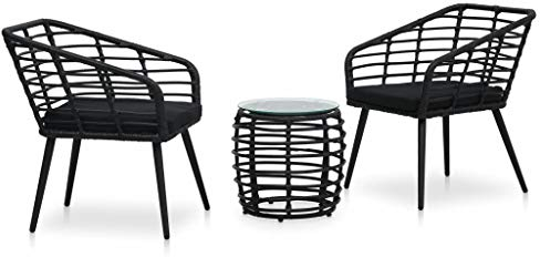 vidaXL 3-TLG. Bistro-Set Poly Rattan Schwarz