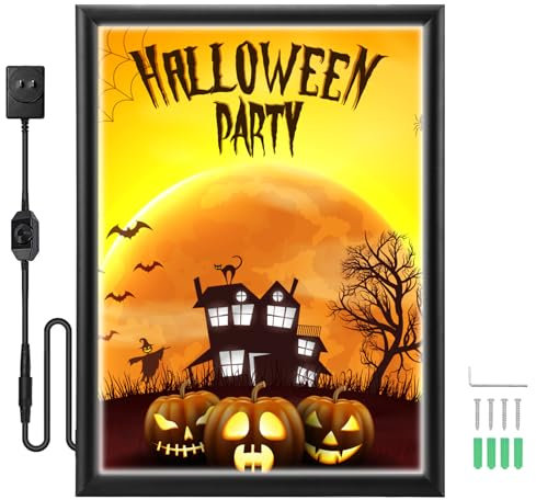 Spolehli LED-Posterrahmen, 45,7 x 61 cm, Schnapprahmen mit Dimmschalter, beleuchteter Hintergrundbeleuchtung, Filmposterrahmen in Schwarz, verstellbare Helligkeit, LED-Lichtkasten für Dekoration,