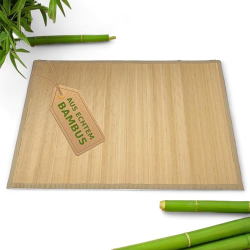 Japanwelt Rutschfester Bambus-Teppich I Wasserabweisende Bambusmatte, Badematte Duschmatte Bad-Vorleger Matte, Holzteppich Läufer aus Bambus für Küche, Flur, Bad & Wohnzimmer (Natur, 120 x 180 cm)
