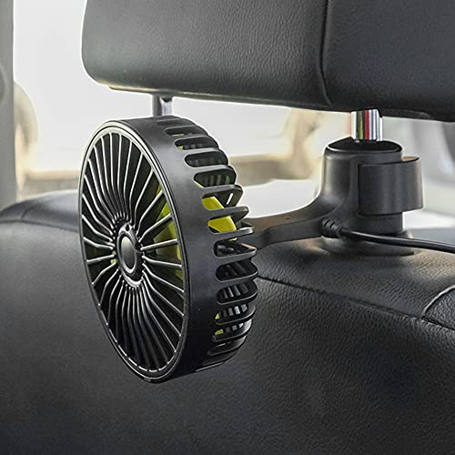 Demiawaking 12V 24V Auto Ventilator USB 3-Gang Auto Lüfter Kühler mit Saugnapf (Rücksitz Ventilator)