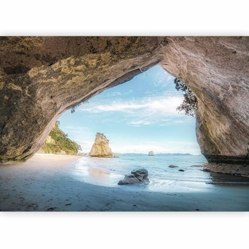 murando Fotomurales autoadhesivos Paisaje 343x256 cm Papel Pintado Decoración de Pared Murales Pegatina decorativos adhesivos 3d Fotográfico Cueva Mar Playa Naturaleza c-B-0668-a-a