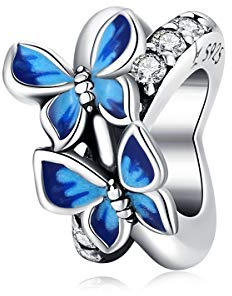 Charms papillon pour bracelets Pandora,breloques perle d'écartement en argent sterling 925, bijou pour femme.