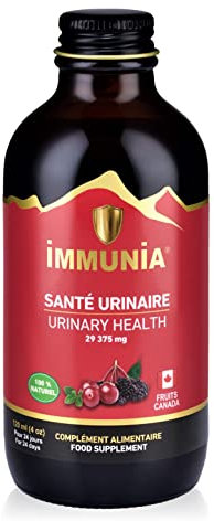 Immunia Santé urinaire. Prévention des infections urinaires. Concentré de Canneberge et Sureau. Pour la santé des voies urinaires chez la Femme & Homme. Goût délicieux. 5 ml/jour (1-pack)