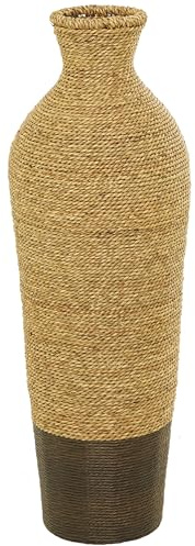 Deco 79 Seagrass Handmade Decorative Vase Tall Woven Floor Centerpiece Vase, Vase for Home Decoration 11 x 11 x 33, Brown