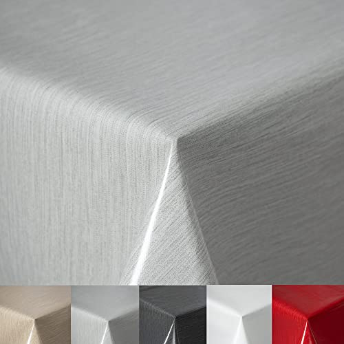 Wachstuchtischdecke Tischdecke abwaschbar PVC Plastik-Tischdecken Gartentischdecke RUND OVAL ECKIG Rechteckig Outdoor Wachs Tafeldecke (Hellgrau, Eckig 110x140cm)