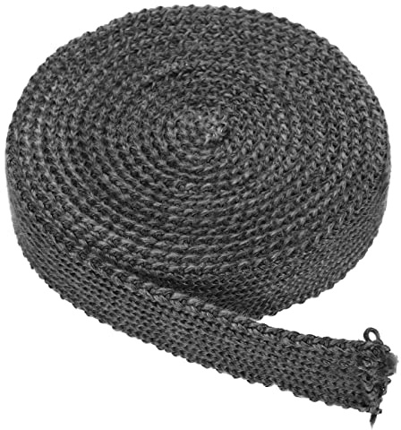 PATIKIL 1 x 1/8 x 118 Leña Estufa Junta, Grafito Fibra Vidrio Plano Resistencia Altas Temperaturas Sello Cuerda para Estufas Chimenea Puerta, Negro