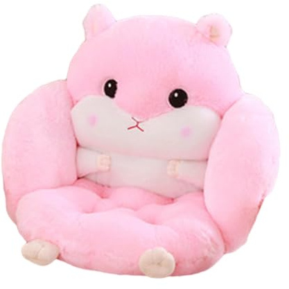 F Fityle Cartoon Sofa Sitzkissen, Hamster Stuhlkissen, Rückenpolster Kissen, Niedliches Sitzkissen Stuhlauflage, Schlafzimmer Plüschkissen, Verdicken Autositzkissen für Büro Boden Bett, Rosa
