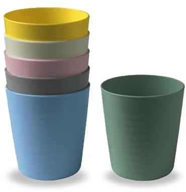 home stuff Mug for Kids - Dinnerware - Multi Colorful Reusable - for Kids, Home, Kitchen - Unbreakable Lightweight Drinking Beakers for Kids Dishwasher and Microwave Safe Plastic Mugs - Set of 6