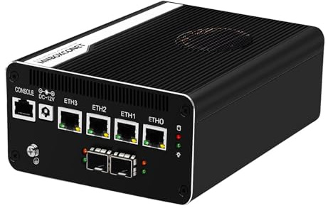 MNBOXCONET Micro Firewall Appliance 10GB SFP+ Core i7 1185G7, 4 x i226V 2.5G LAN Mini PC Router Triple Display,Barebone, OPNsense, Console COM, Type-C Port