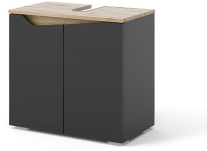 Vicco Waschbeckenunterschrank Anthrazit Marelle 60x58x35 cm - Der Unterschrank für das Badezimmer, Grifflose Fronten für eine Moderne Optik