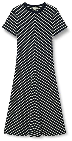 Tommy Hilfiger Vestido Mujer Modern Midi Dress Fit & Flare, Multicolor (Breton Dark Night Navy STP), S