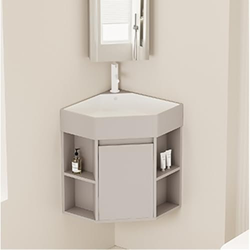 JOSIAHCQ Meuble d'angle Salle de Bain avec Vasque Meuble sous Lavabo Salle de Bain Meuble Lave Main WC avec Robinet Parfait pour Les Petits Espaces(45cm/17.71in)