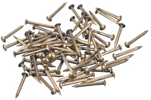 QUARKZMAN 80 Pcs Petits Clous 1,5mmx15mm(DxL) Petits Clous en Laiton Clous de Quincaillerie Petits Clous pour Boîtes Décoratives DIY Accessoires de Maison, Tonalité Bronze