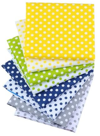 BrightGlow Baumwollstoff Patchwork Stoffpaket 100% Baumwolle Quiltingstoff Bündel 8 Stück 19.7x19.7(50x50cm) Twill Stoffe Stoffreste Stoffbündel DIY Baumwolltuch ZUN Nähen Punkte