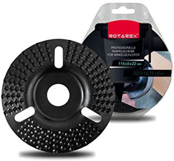 ROTAREX Schleifscheibe für Winkelschleifer 115 mm - Raspelscheibe aus Schwedischer Hartstahl für Holz (Hart und Weich)