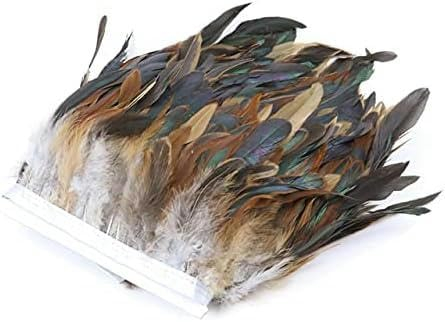 10 Meter Hahnenfederbesatz, 10–15 cm, Hühnerfeder-Dekorationsband, Kleidung, Kleider, Nähzubehör, Natur, 10 Meter, 10–15 cm