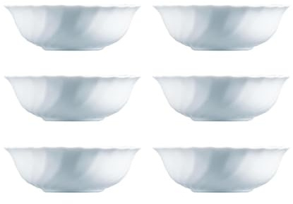 Luminarc Set de 6 boles Trianon de vidrio opal 16 cm | Blanco, Vidrio opal, forma cónica, acabado brillo, 16 cm, 6 piezas, apto para microondas, apto para frigorífico