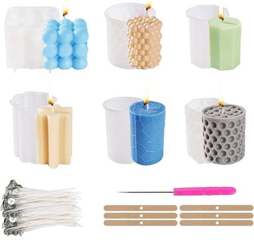 JOLY FANG 6 Pcs Moldes para Velas, Molde de Silicona Hecho a Mano, Cilindros Moldes para Hacer Velas, Silicona para Velas Perfumadas para Decoración de Hogar y Manualidades