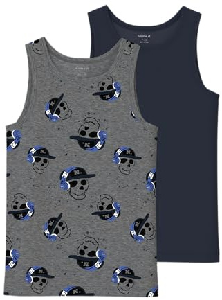 NAME IT Nkmtank Top 2P Dark Grey Mel Skull Noos, Gris Oscuro, Numeric_116