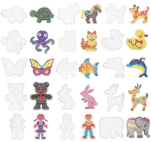 ZEPIQOR 15 Pièces Plaque Perle a Repasser pour Perles, Support Perles à Repasser avec Modèles de Papier, Panneaux Perforés pour Perles, Modèles de Bricolage pour Enfants, Cadeaux, Garçons, Filles