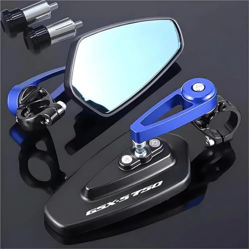 LYBH Retroviseur Embout de Guidon Rétroviseurs Latéraux De Guidon De Moto pour Suzuki GSXS 750 GSX-S 750 GSX S750 GSXS 1000 GT Rétroviseur Latéral À Rotation Arrière Moto Miroirs Arrière(Bleu)