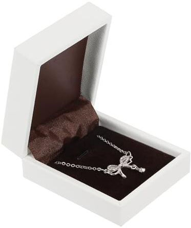 QUARKZMAN Scatola Collana in Pelle per Pendente Scatola Gioielli Regalo Conservazione Vintage per Pendente Scatola Regalo Proposte di Matrimonio Regali Anniversario, Bianco