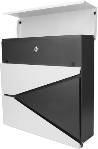 Email Mailbox Wall Mounted Lockable Mailbox Alloy Steel Double Bond Mailbox Black and White Modern Mailbox Domestic