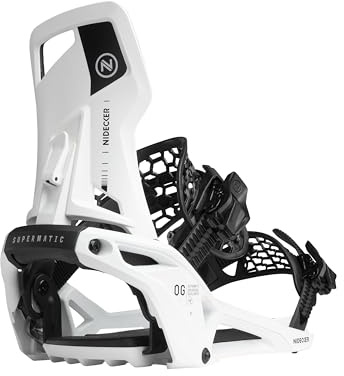 Nidecker Supermatic OG - Attacchi da snowboard – Sistema di apertura automatica con schienale alto reclinabile – Taglia S – Bianco
