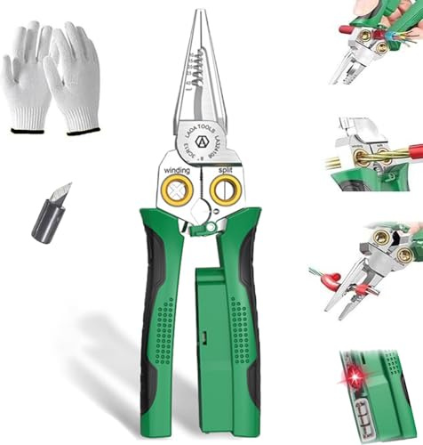 8 in 1 Wire Strippers with Electricity Measurement Function, Wire Stripping Pliers for Cutting and Pulling Wires, Cable Scissors for Scraping and Pressing Wires with Voltage Test